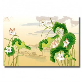 Tranh dán tường Hoa Sen Màu Nước